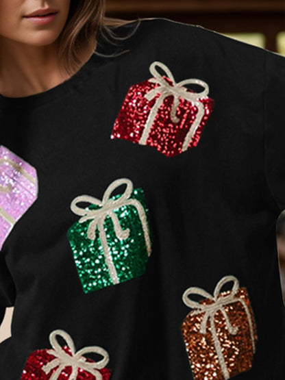 Sequin Gift Box Long Sleeve Sweatshirt