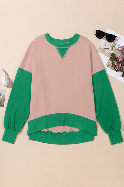 Contrast Round Neck Long Sleeve Sweatshirt