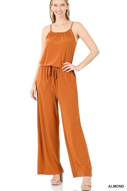 Spaghetti Strap Jumpsuit With Pocket