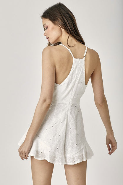 Overlap Ruffled Cami Romper