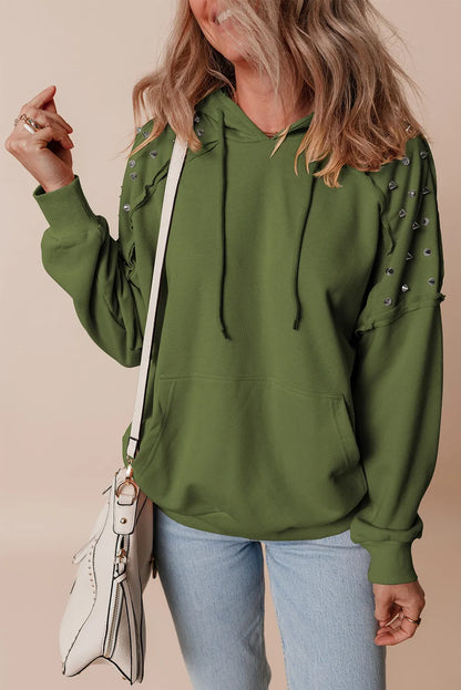 Rivet Drawstring Long Sleeve Hoodie