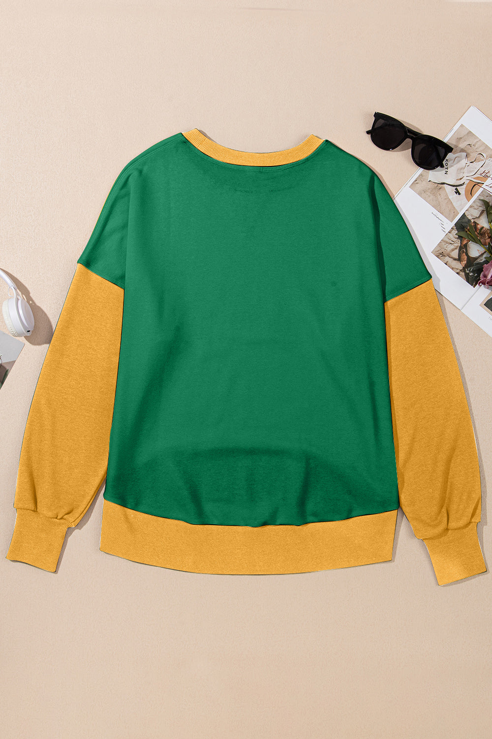 Contrast Round Neck Long Sleeve Sweatshirt