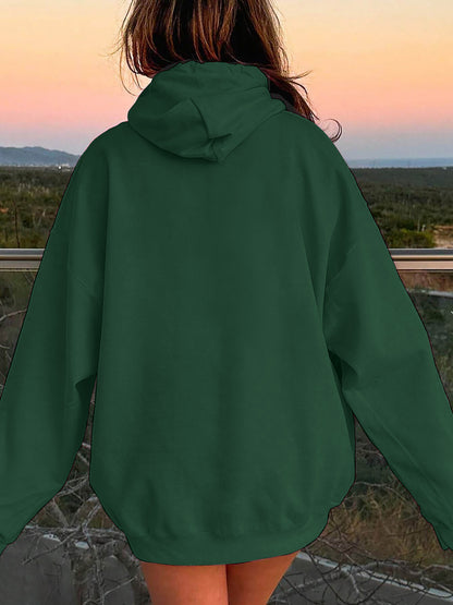 Drawstring Dropped Shoulder Hoodie