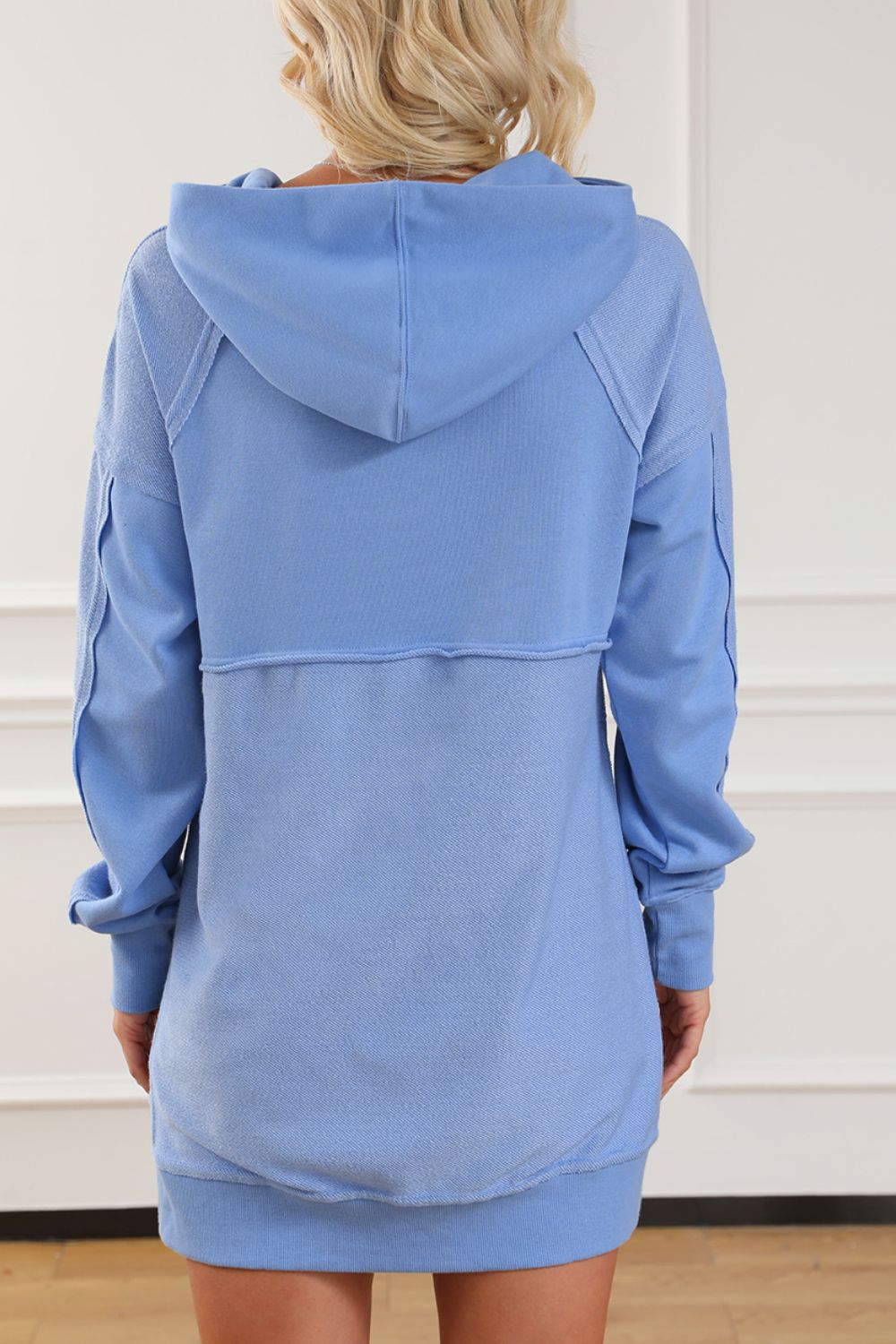 Exposed Seam Kangaroo Pocket Long Sleeve Hoodie