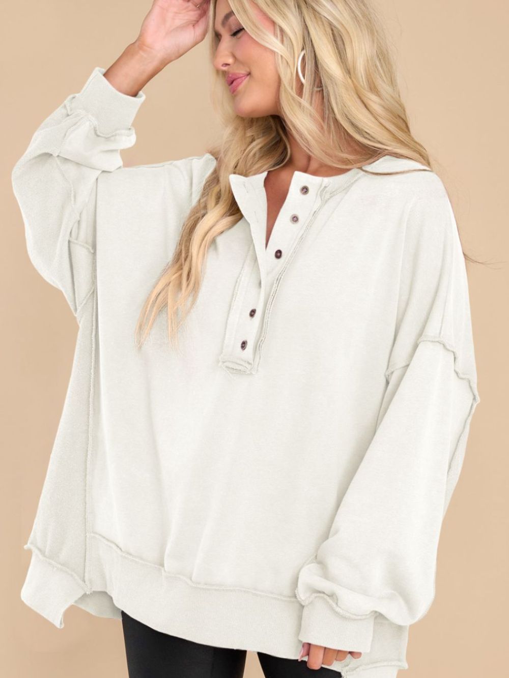 Exposed Seam Long Sleeve Sweatshirt