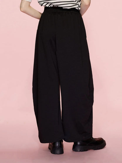 Elastic Waist Wide Leg Pants with Pockets