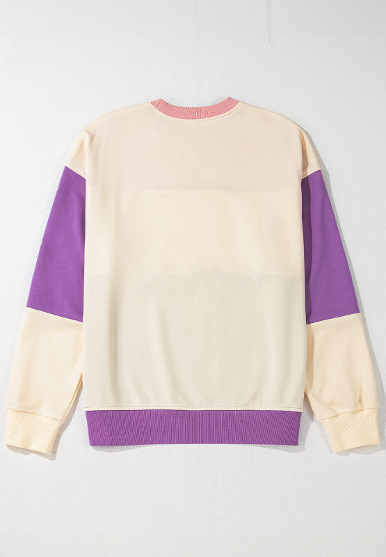 Contrast Round Neck Long Sleeve Sweatshirt