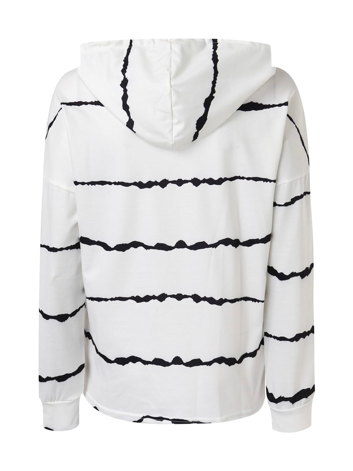 Drawstring Striped Long Sleeve Hoodie