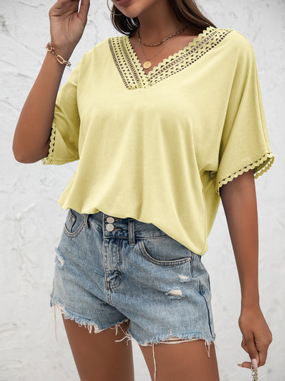 Ivy Lane Lace Detail V-Neck T-Shirt