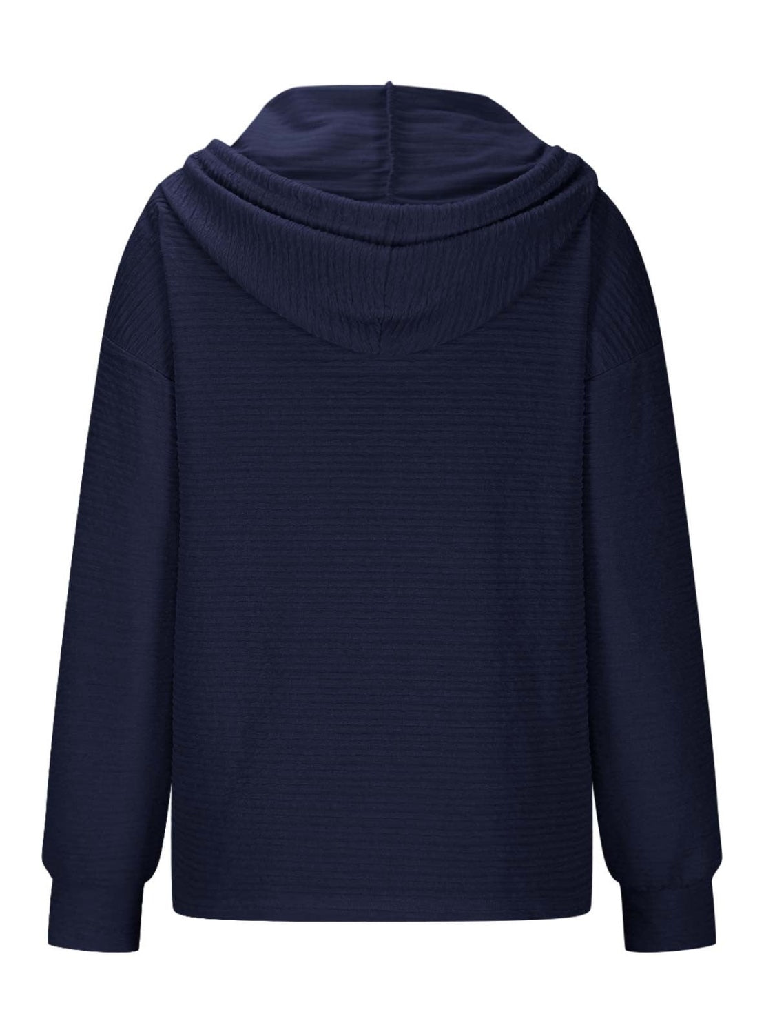 Drawstring Quarter Button Long Sleeve Hoodie