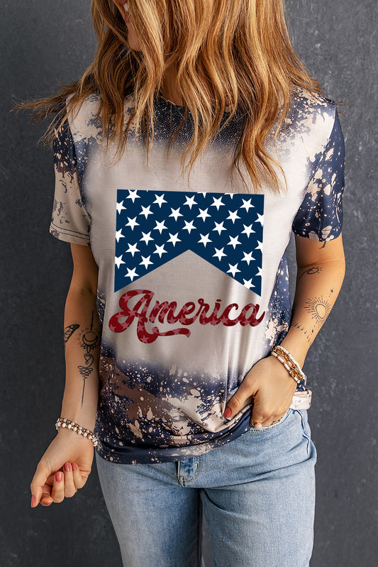 AMERICA Round Neck Short Sleeve T-Shirt