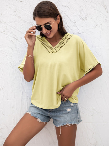 Ivy Lane Lace Detail V-Neck T-Shirt