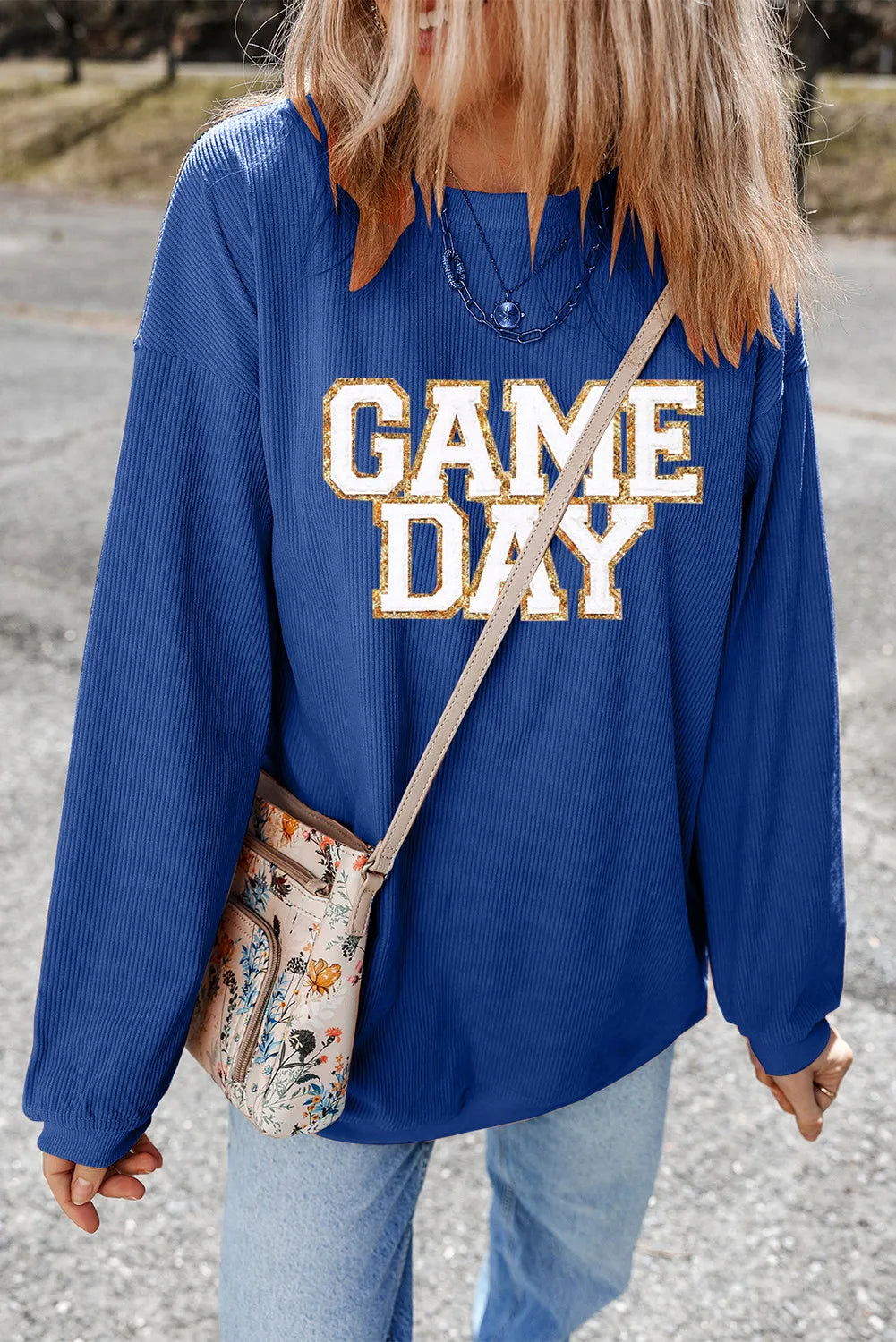 GAME DAY Round Neck Long Sleeve Sweatshirt