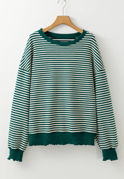 Striped Round Neck Long Sleeve Sweatshirt