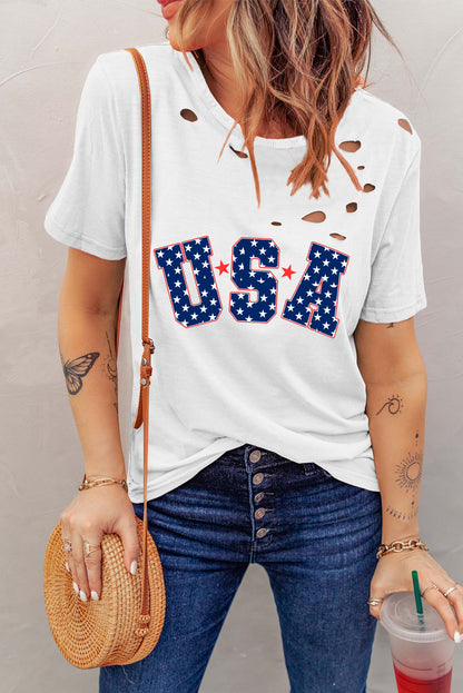 USA Round Neck Short Sleeve T-Shirt