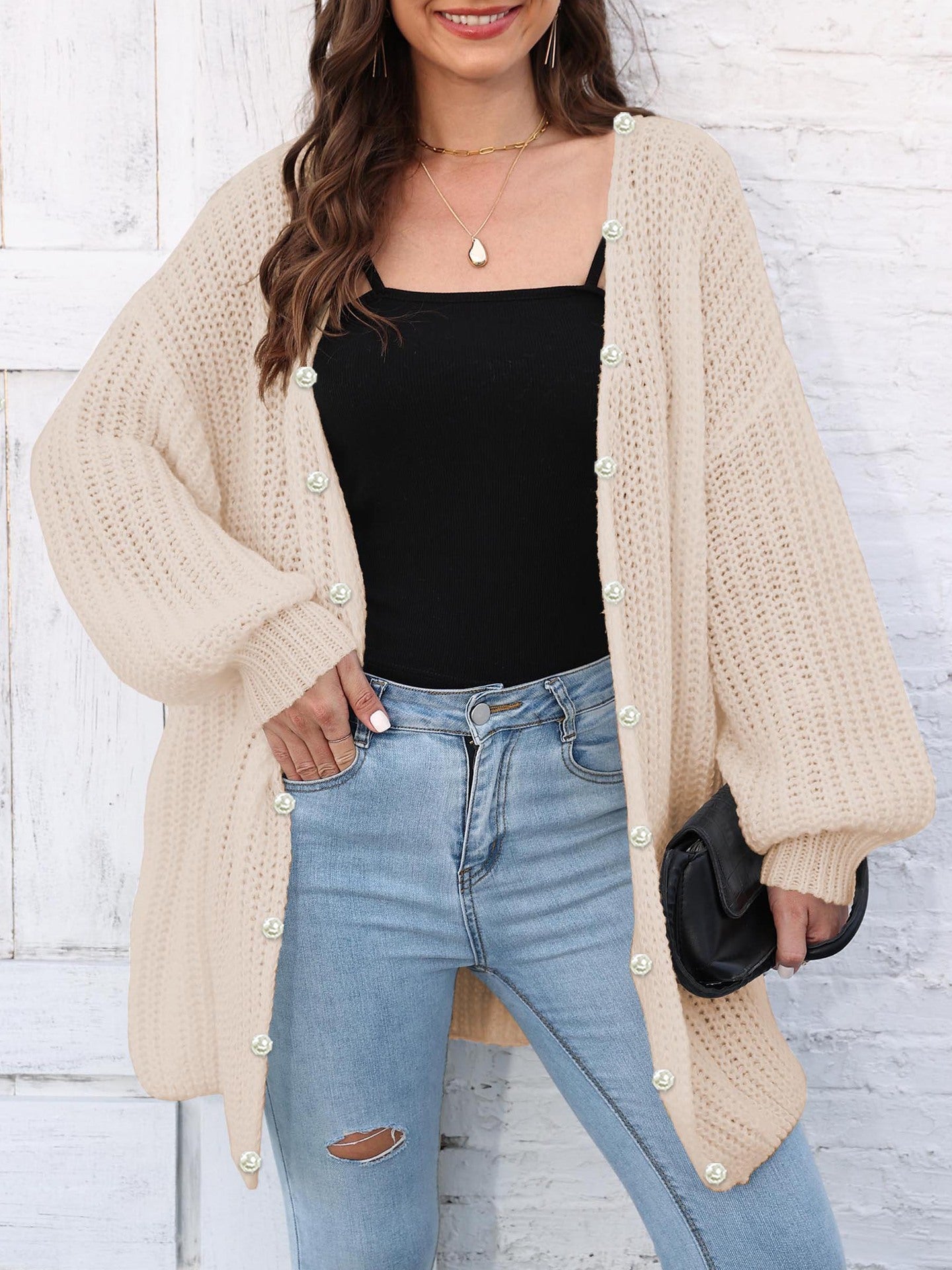 Open Front Long Sleeve Cardigan