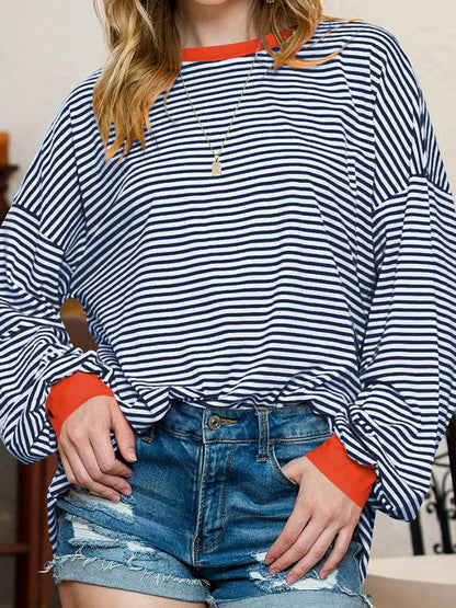 Contrast Striped Long Sleeve Sweatshirt