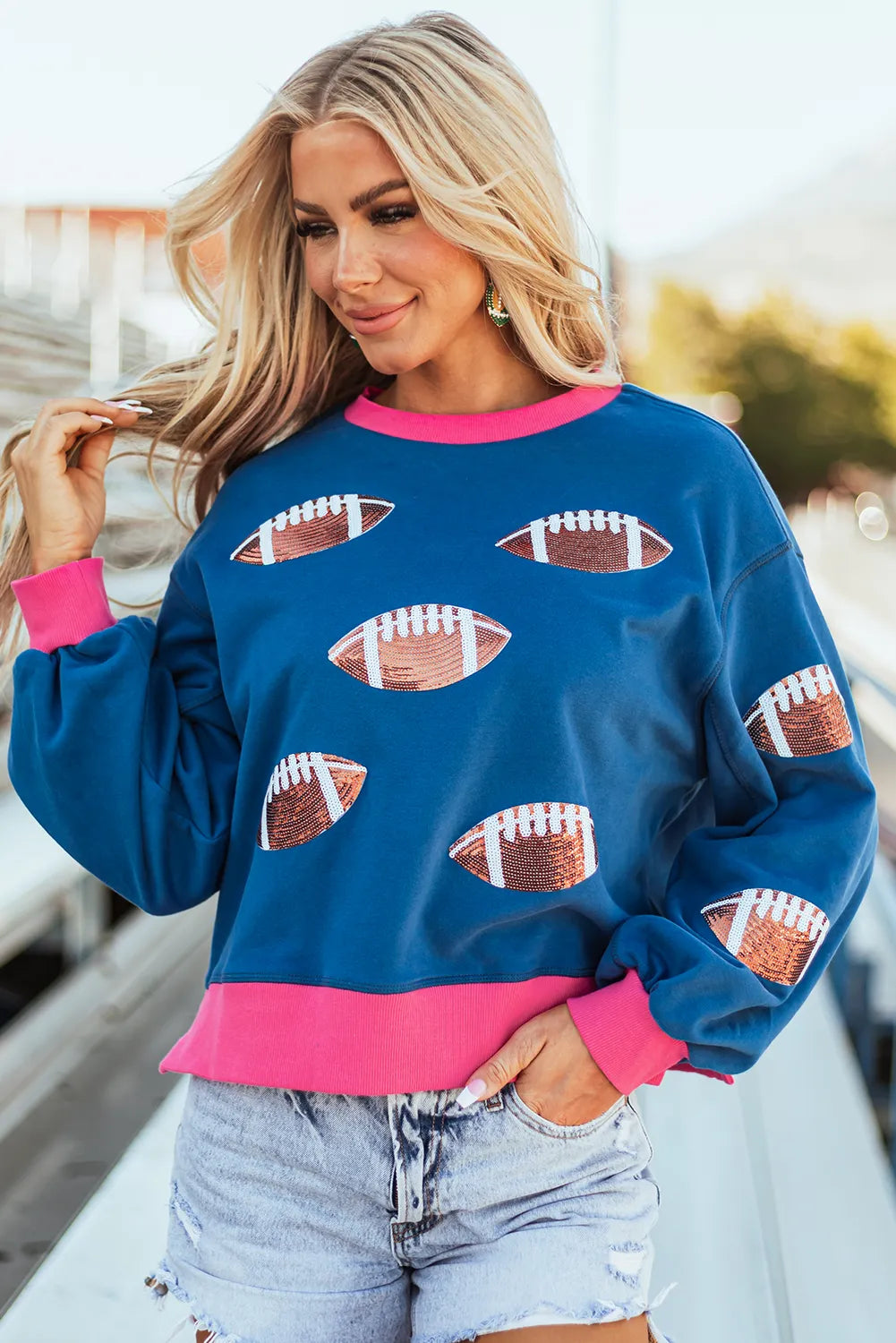 Contrast Football Long Sleeve Sweatshirt