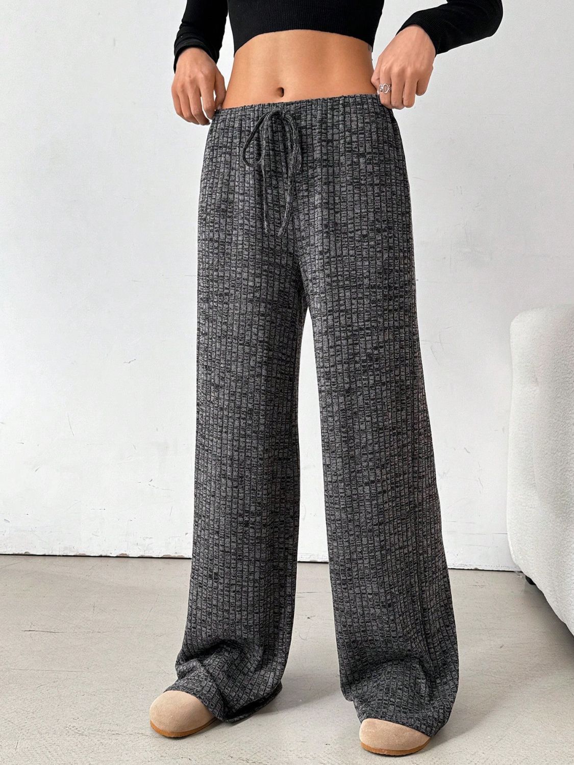 Tied Striped Wide Leg Pants