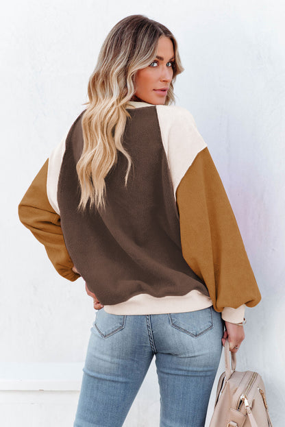 Color Block Round Neck Long Sleeve Sweatshirt