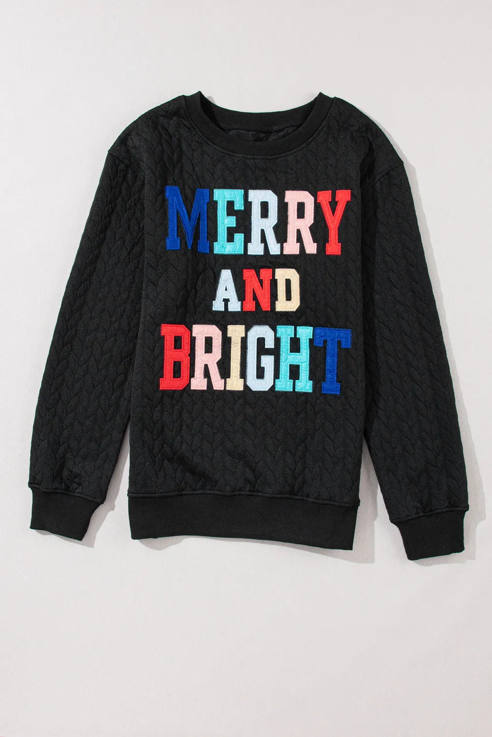 MERRY AND BRIGHT Cable Knit Pullover Sweatshirt