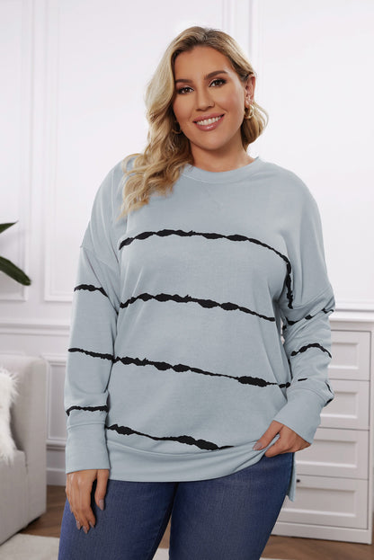 Plus Size Round Neck Dropped Shoulder Sweatshirt