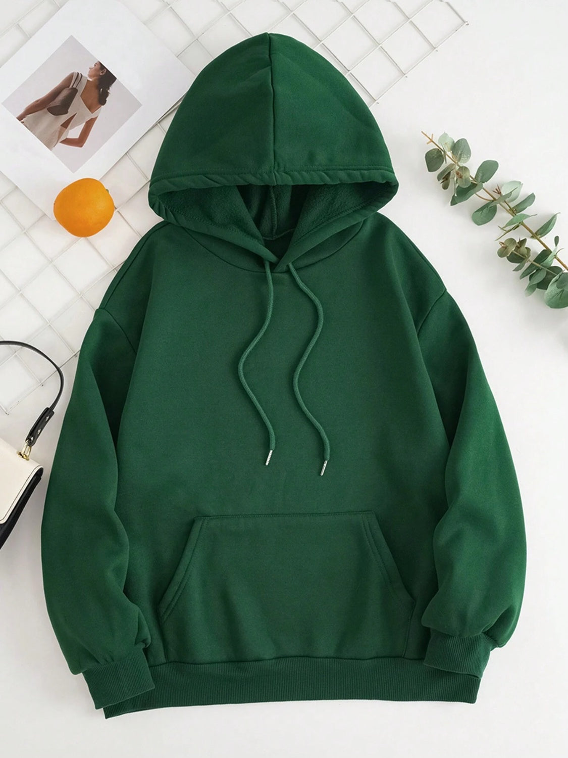 Drawstring Dropped Shoulder Hoodie