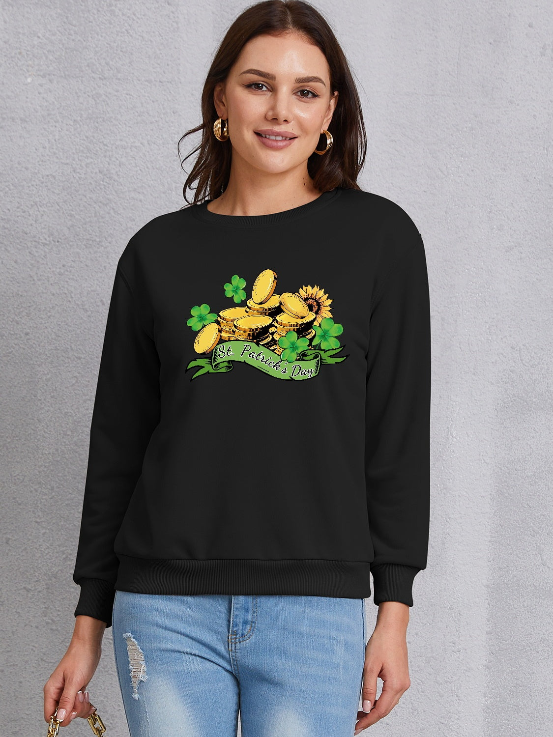 ST. PATRICK'S DAY Graphic Round Neck Sweatshirt