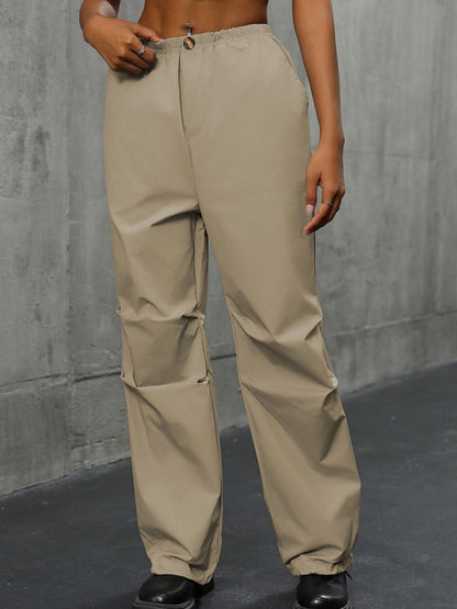 Perfee Pocketed Elastic Waist Pants