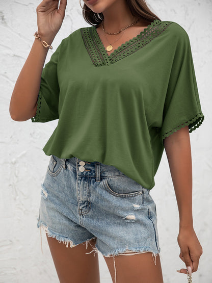 Ivy Lane Lace Detail V-Neck T-Shirt