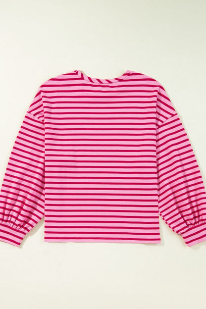 Striped Round Neck Long Sleeve Sweatshirt