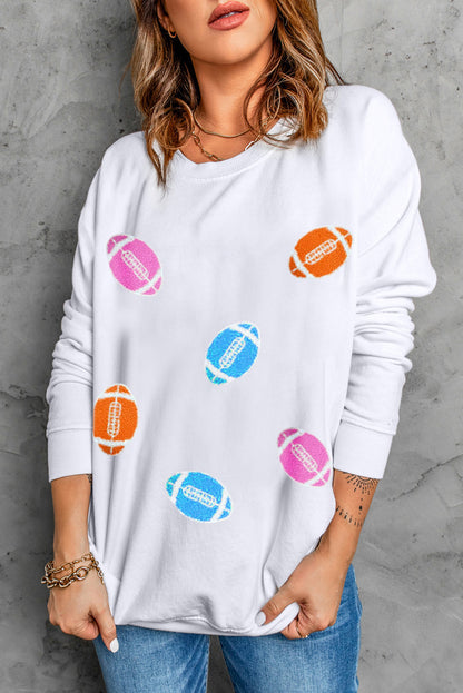 Football Round Neck Long Sleeve Sweatshirt