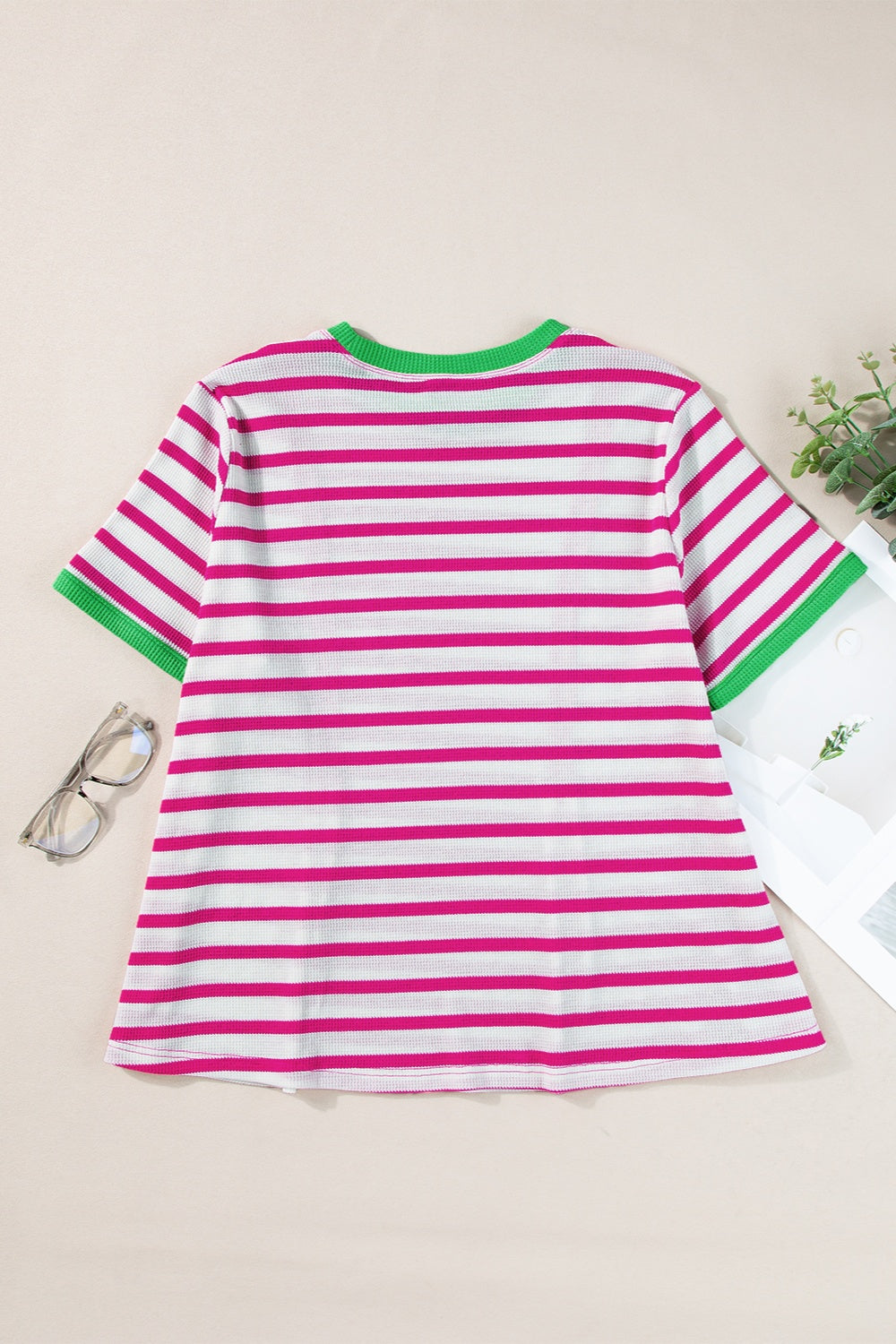 Striped Round Neck Short Sleeve T-Shirt