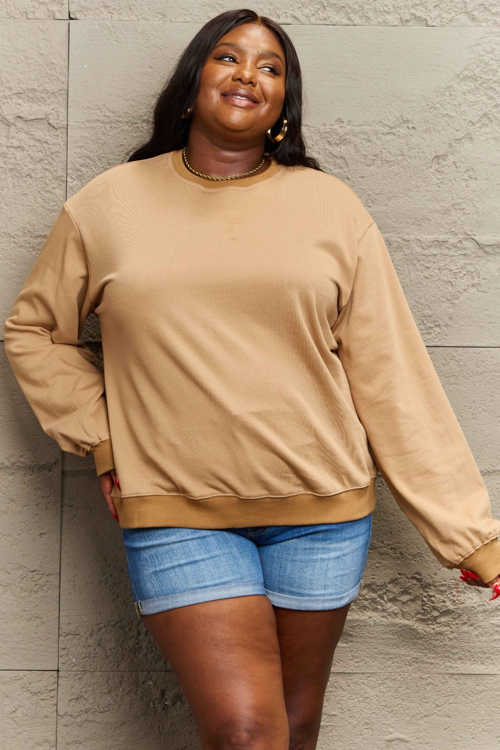 Full Size Round Neck Long Sleeve Sweatshirt