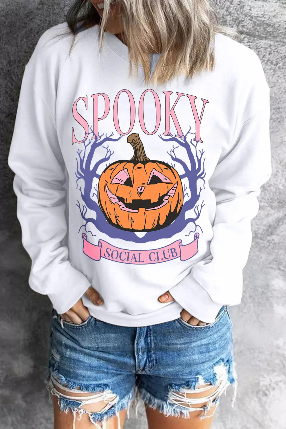 Jack-O'-Lantern Round Neck Long Sleeve Sweatshirt