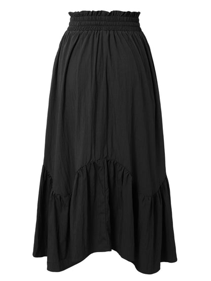 Smocked Waist Band Ruched Layered Skirt