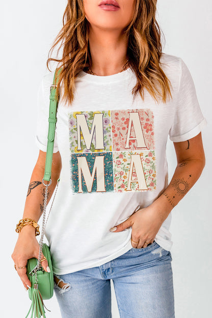 MAMA Round Neck Short Sleeve T-Shirt