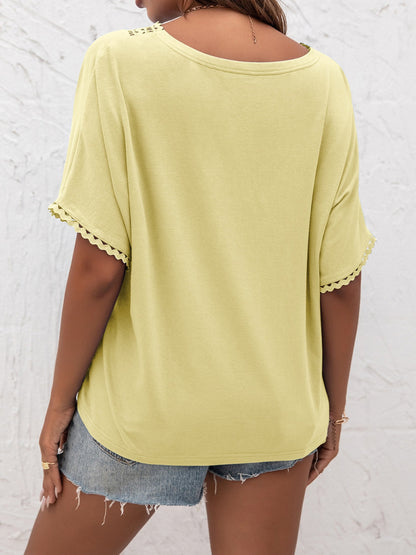 Ivy Lane Lace Detail V-Neck T-Shirt