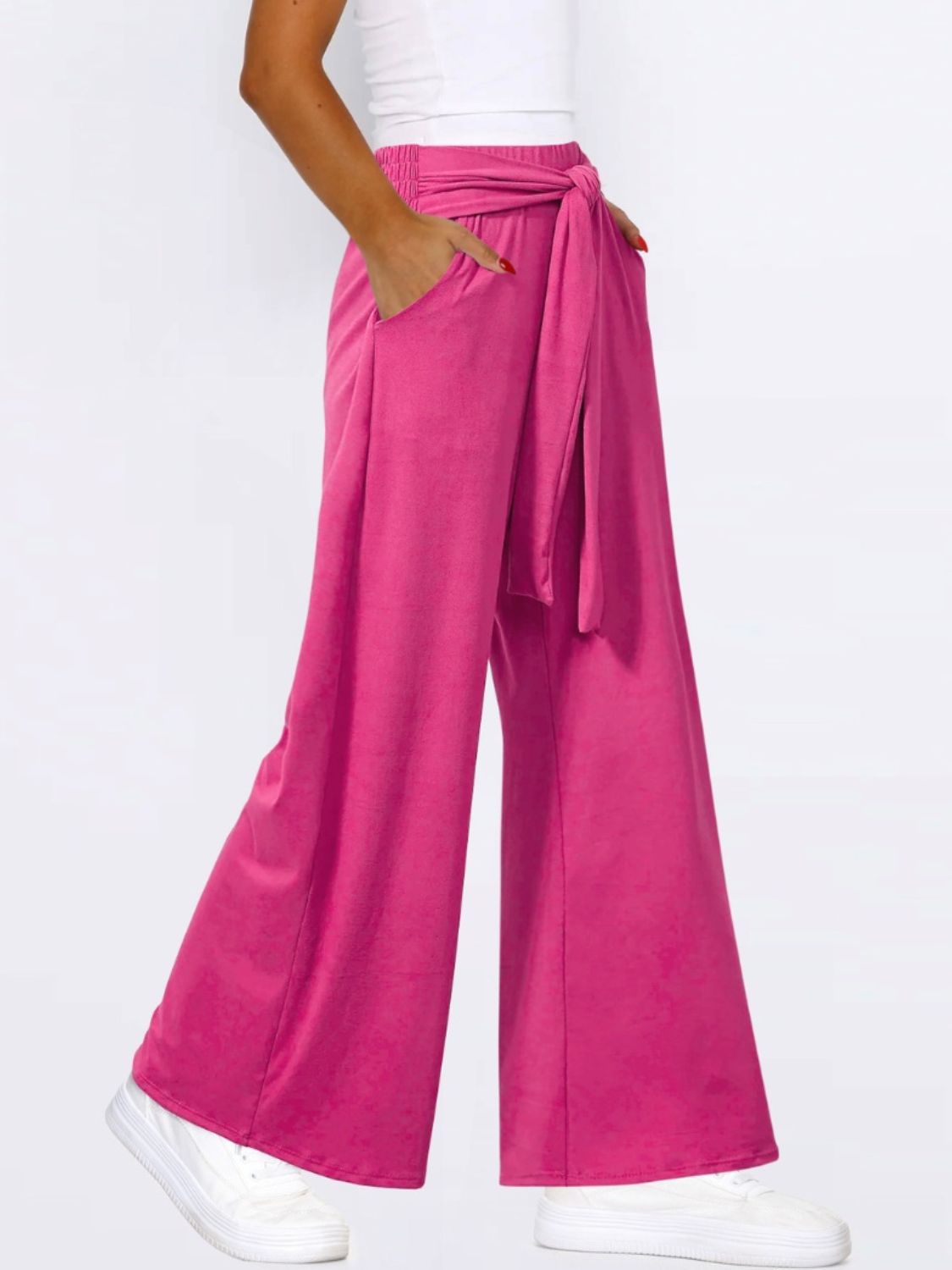 Tied Wide Leg Pants with Pockets