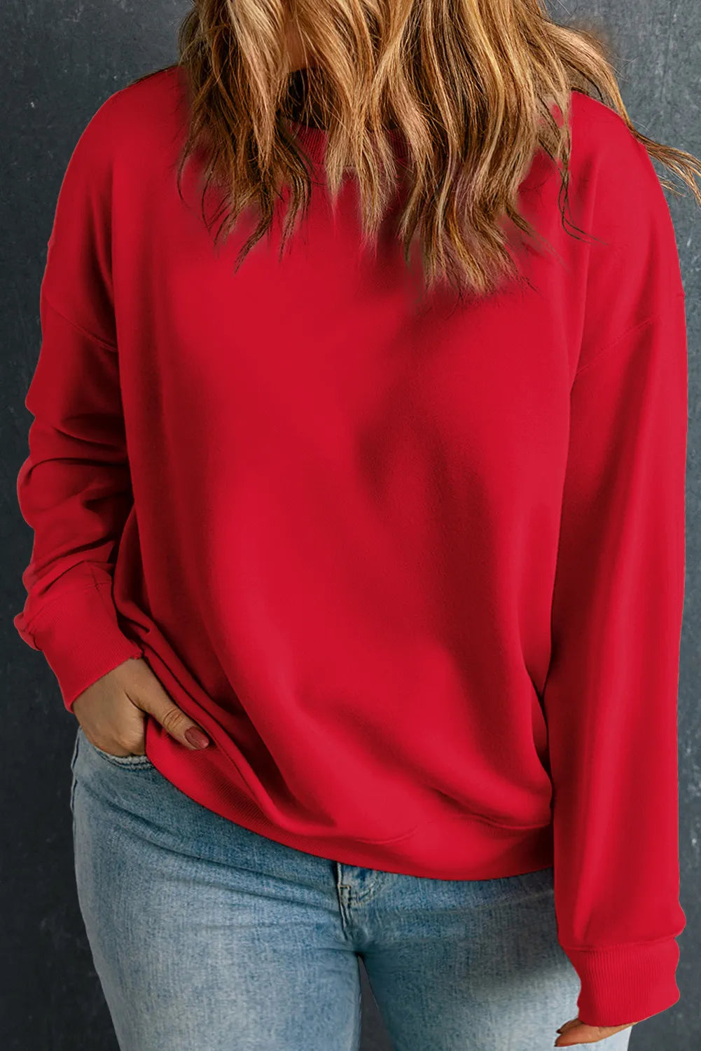 Plus Size Round Neck Long Sleeve Sweatshirt