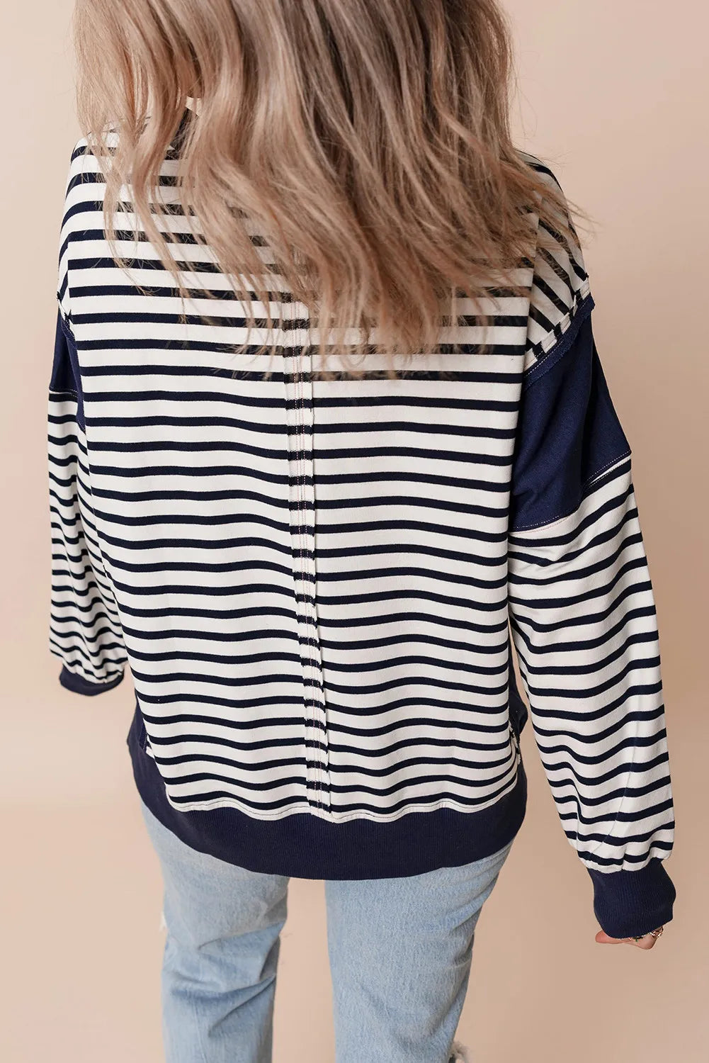 Striped Round Neck Long Sleeve Sweatshirt