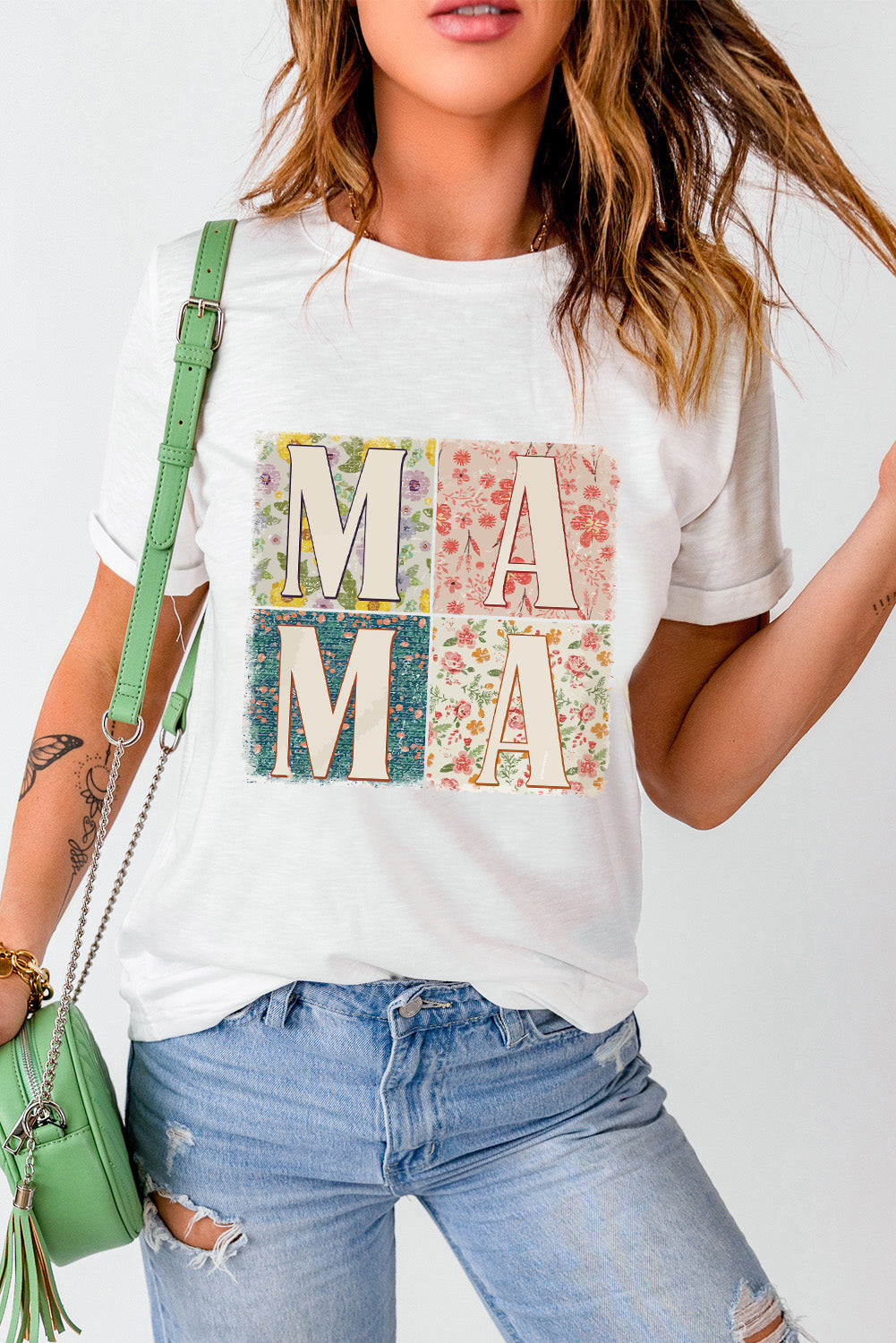 MAMA Round Neck Short Sleeve T-Shirt