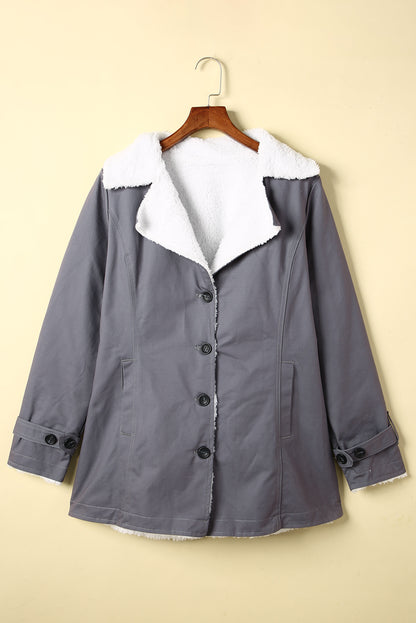 Pocketed Button Up Collared Neck Coat