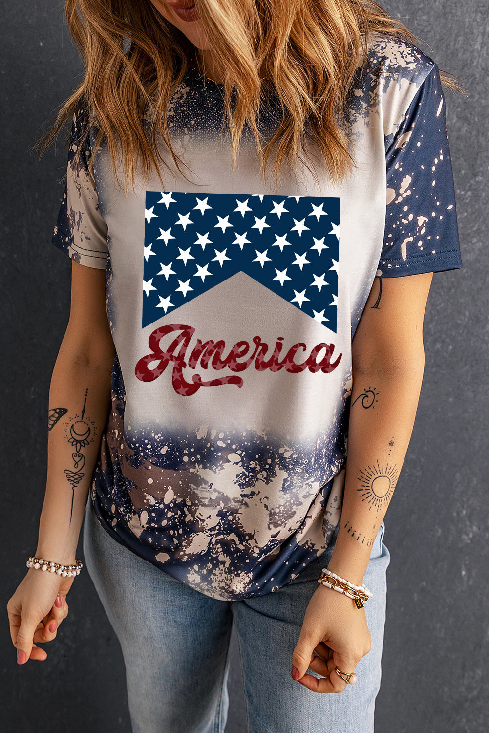 AMERICA Round Neck Short Sleeve T-Shirt