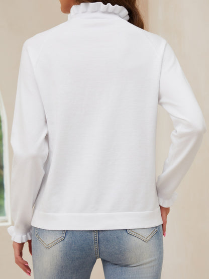 Decorative Button Turtleneck Long Sleeve T-Shirt