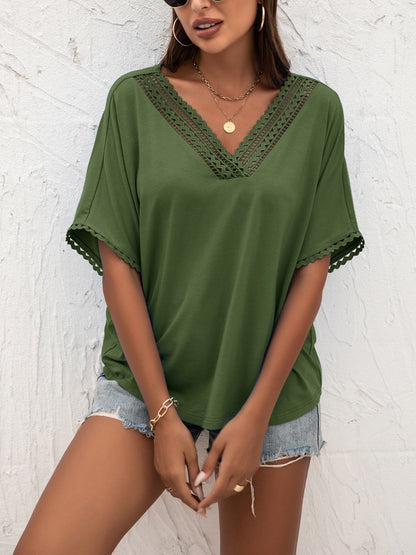 Ivy Lane Lace Detail V-Neck T-Shirt