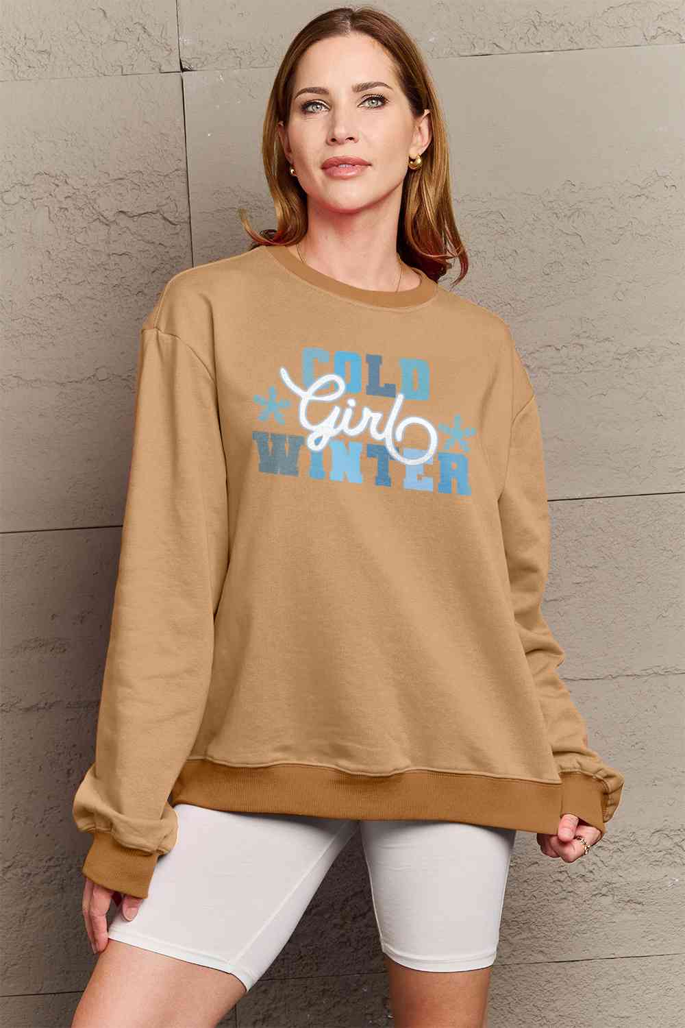 Simply Love Full Size COLD WINTER Graphic Long Sleeve Sweatshirt