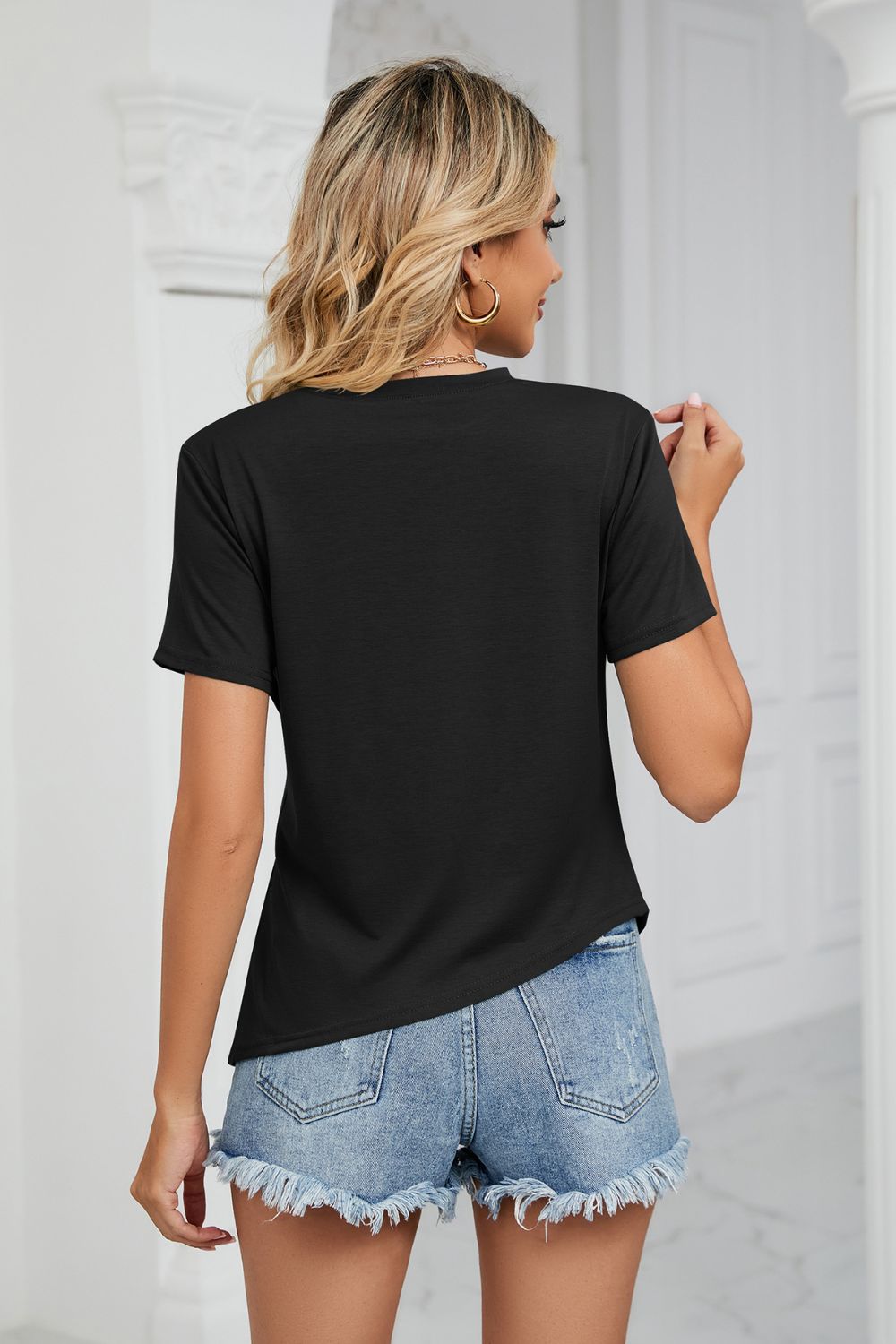 Ruched Hem Detail Crewneck Tee