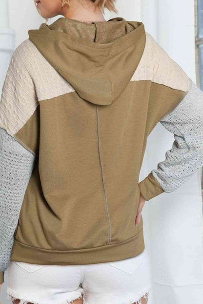 Splicing Drawstring Sweatshirt