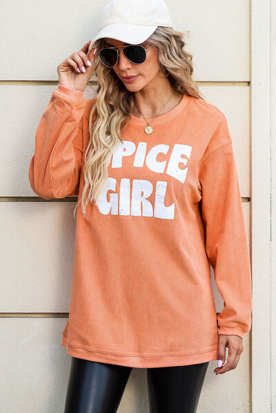 SPICE GIRL Round Neck Dropped Shoulder Sweatshirt